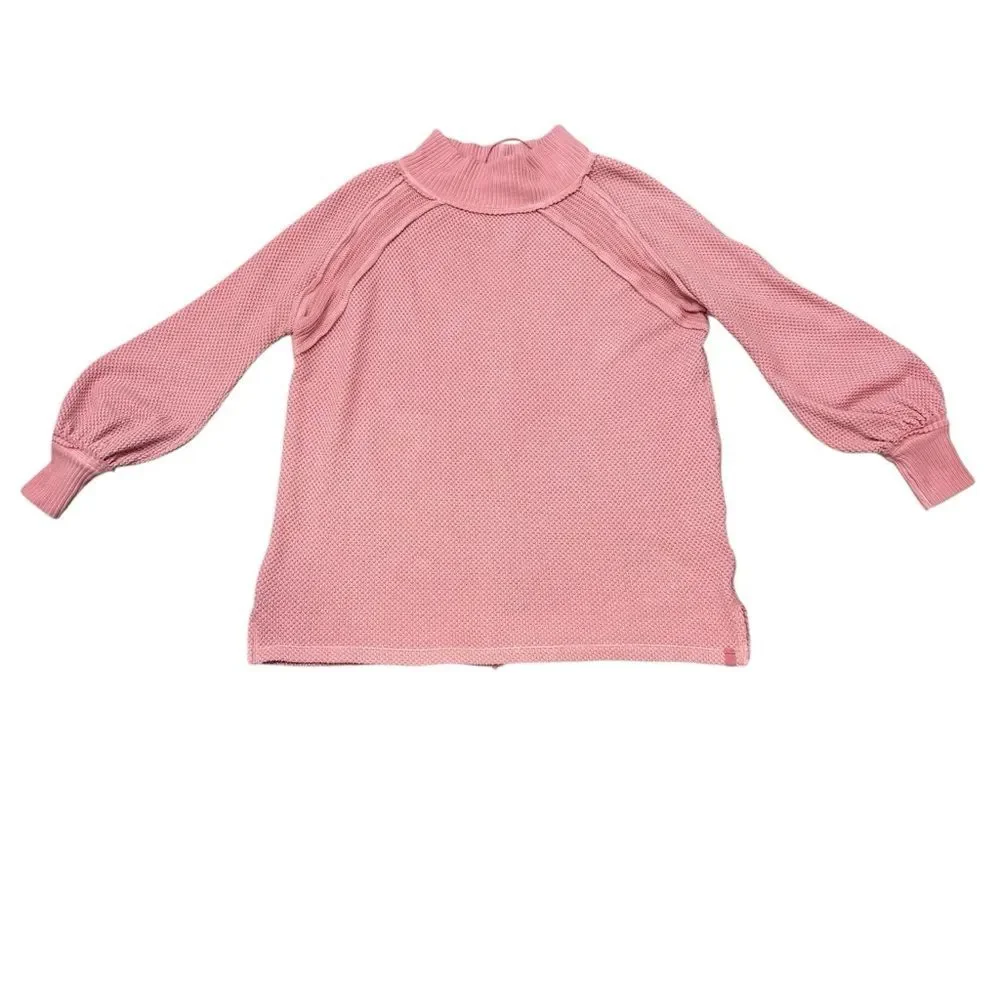 FP We The Free She’s A Keeper Mock Neck Puff Sleeve Pink Size XS